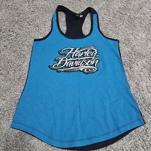 Harley-Davidson Women's Teal and Black Tank Top